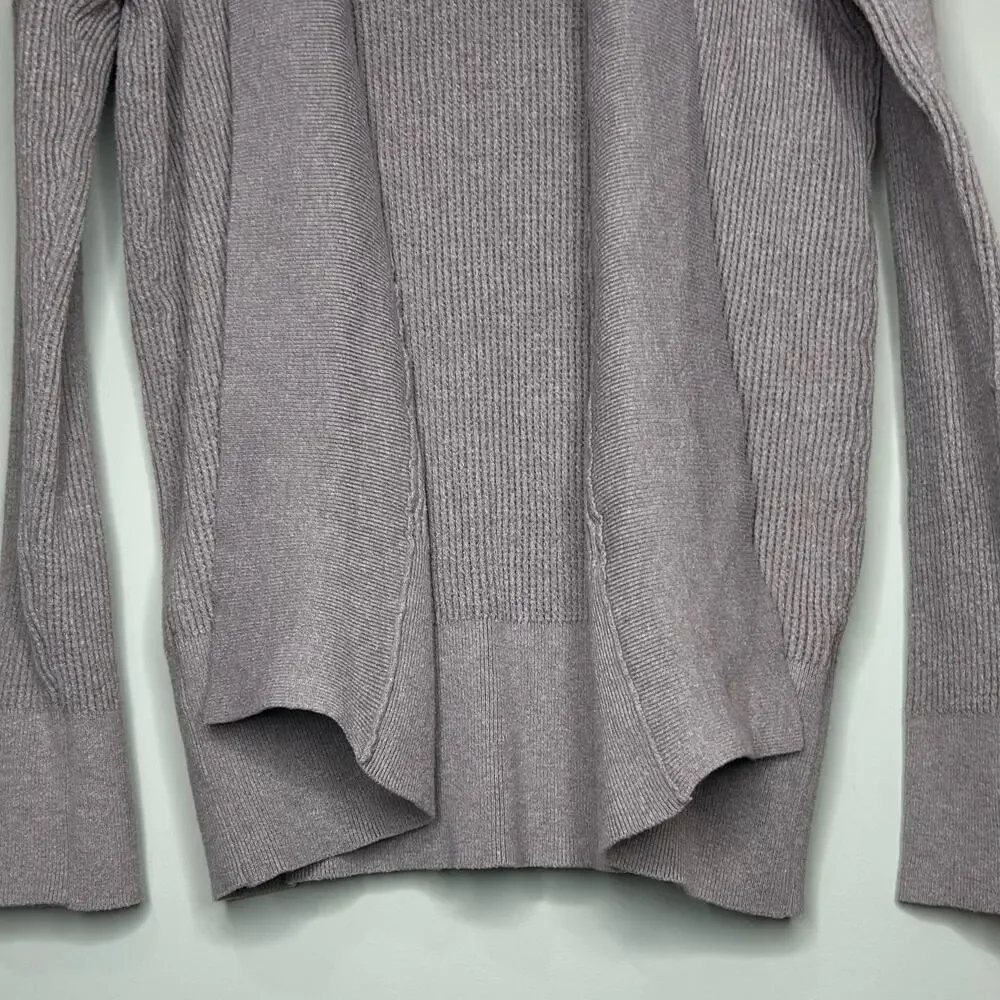 Summer & Rose Open Cardigan Sweater Size L Lavender Waffle Knit Ribbed - Picture 3 of 8